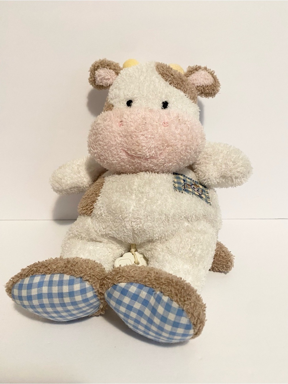 Vintage Carters Prestige Cow Musical Crib Pull Plush Stuffed Animal Toy